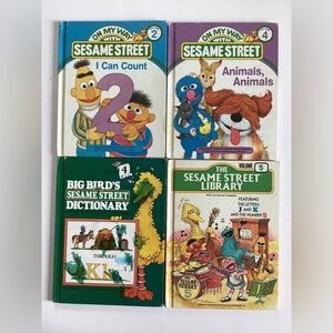 4 Vintage Sesame Street hardcover books (shelf 1)